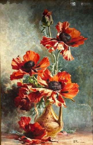 Ernest Filliard (1868-1933)<br />
Bouquet de coquelicots, 19...