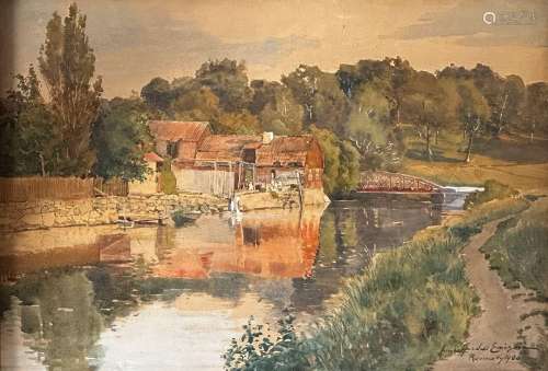 Anna Gardell-Ericson (XX°)<br />
Paysage au petit pont, 1900...