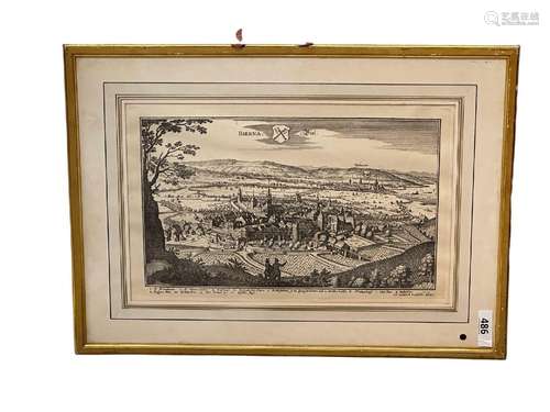 Vue de la ville de Bienne au XVII° siècle<br />
Gravure en n...