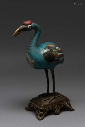 A CHINESE CLOISONNÉ CRANE, QING DYNASTY, 18TH-19TH CENTURY
