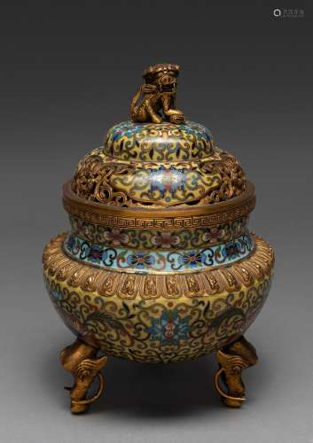 A CHINESE CLOISONNE CENSER, QING DYNASTY, EARLY 20TH CENTURY