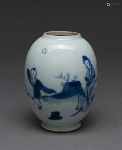 A CHINESE SMALL BLUE AND WHITE VASE, KANGXI PERIOD (1662-172...