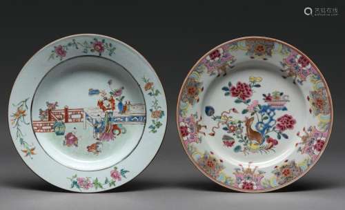 TWO FAMILLE ROSE DISHES, QING DYNASTY, 18TH CENTURY