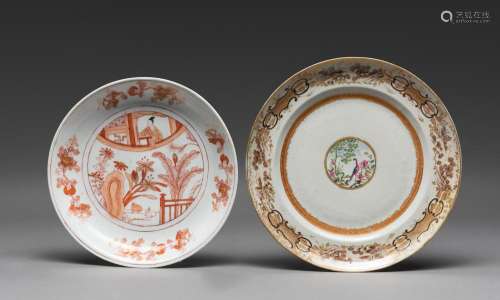 TWO CHINESE FAMILLE ROSE DISHES, QING DYNASTY, 18TH CENTURY