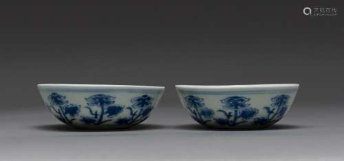 A PAIR OF CHINESE BLUE AND WHITE CUPS, GUANGXU YUHAITANG HAL...
