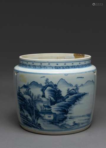 A CHINESE BLUE AND WHITE JAR, KANGXI PERIOD (1661-1722)