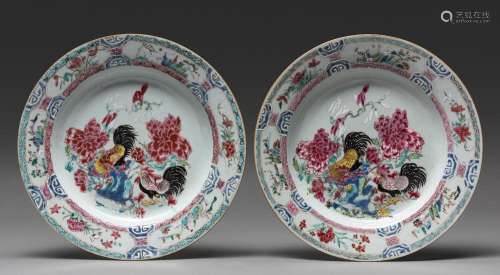 A PAIR OF CHINESE FAMILLE-ROSE DISHES, QING DYNASTY, 18TH CE...