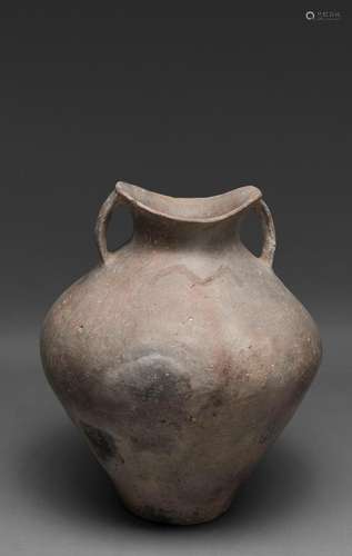 A RARE CHINESE PAINTED GREY POTTERY JAR, NEOLITHIC PERIOD, S...