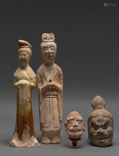 A GROUP OF FOUR CHINESE CERAMIC SCULPTURES, TANG DYNASTY (61...