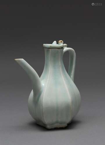A RARE SMALL CHINESE QINGBAI HEXAGONAL EWER AND COVER, SOUTH...