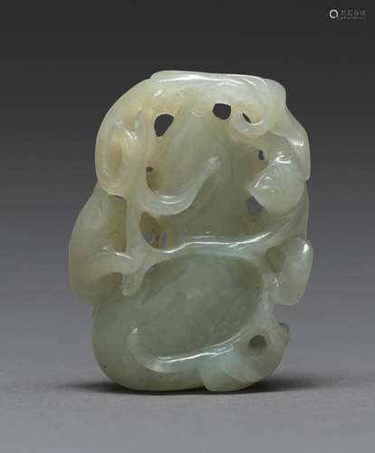 A CHINESE PALE WHITE JADE CARVED PENDANT, QING DYNASTY, 18TH...