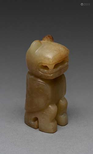 A CHINESE ARCHAISTIC YELLOW JADE TIGER, QING DYNASTY (1644-1...