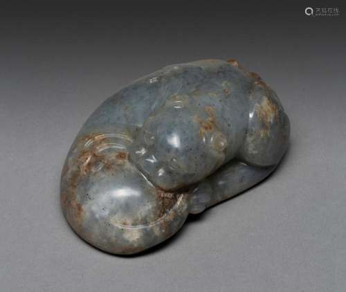 A RARE CHINESE PALE WHITE JADE WEIGHT, SIX DYNASTIES (220-59...
