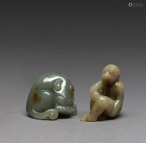 TWO CHINESE JADE ANIMALS, QING DYNASTY (1644-1912)