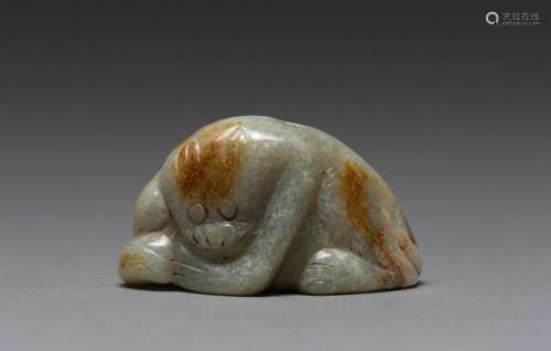 A CHINESE PALE WHITE JADE BEAST, YUAN-MING DYNASTY, 13TH-14T...