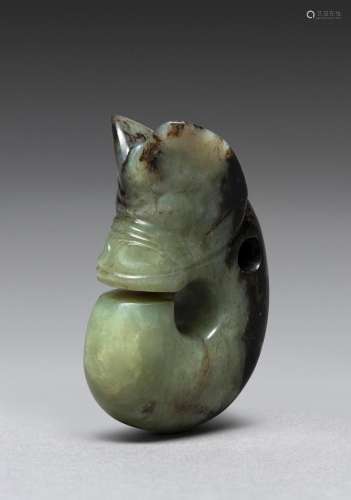 AN IMPORTANT CHINESE SMALL JADE CARVING OF A ‘PIG-DRAGON’ HO...