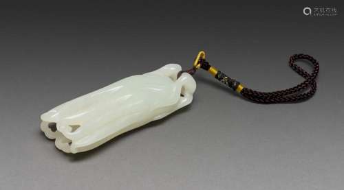 A CHINESE PALE WHITE JADE CARVED BUDDHA'S HAND' CITR...