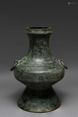 A CHINESE ARCHAIC BRONZE VESSEL HU, HAN DYNASTY (202 B.C. -2...