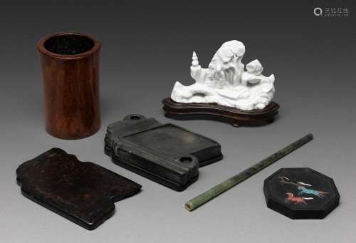 A GROUP OF FIVE CHINESE SCHOLAR OBJECTS, QING DYNASTY (1644-...