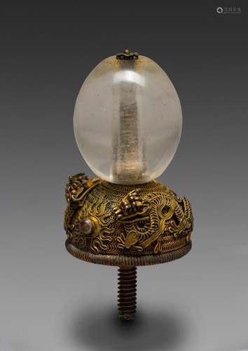 A CHINESE ROCK CRYSTAL HAT FINIAL, QING DYNASTY (1644-1912)