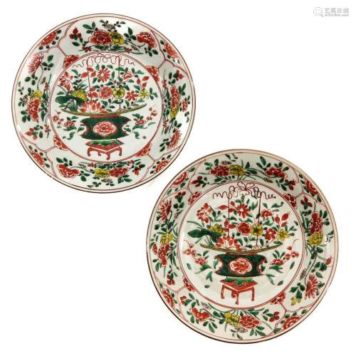 A Pair of Famille Verte Plates