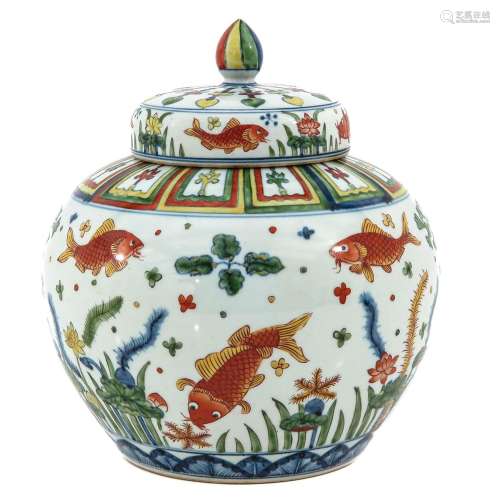 A Doucai Decor Jar with Cover