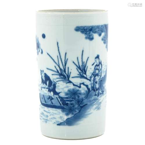 A Blue and White Brush Pot