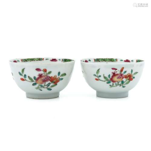 A Pair of Famille Rose Yongzheng Period Cups