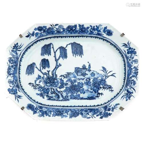 A Blue and White Serving Tray