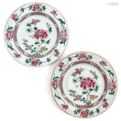 A Pair of Famille Rose Plates