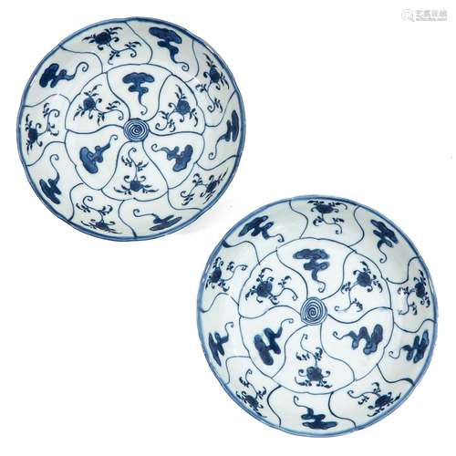 A Pair of Blue and White Plates