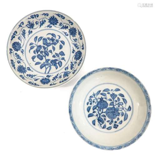 A Pair of Blue and White Plates