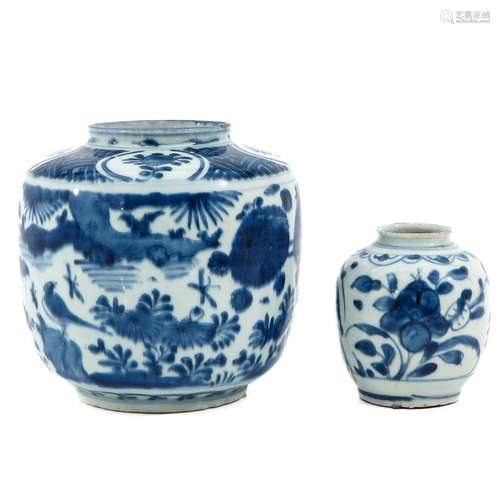 A Lot of 2 Blue and White Jars