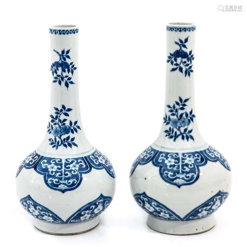 A Pair of Blue and White Vases