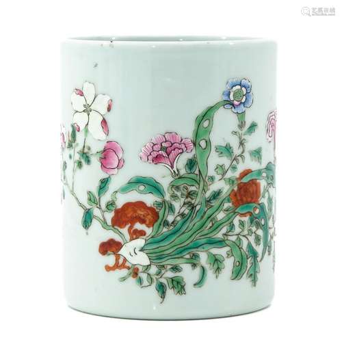 A Famille Rose Brush Pot