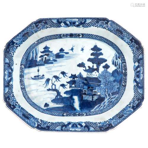 A Blue and White Serving Tray