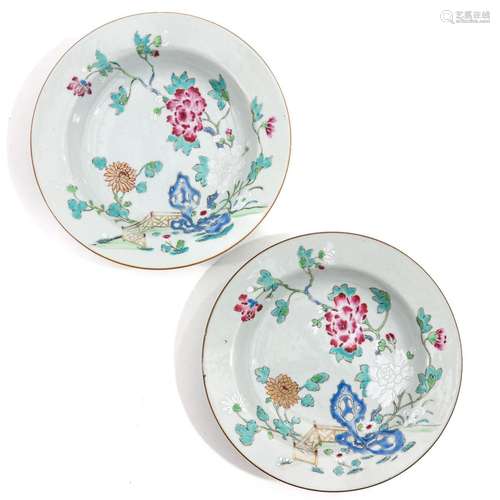 A Pair of Famille Rose Plates