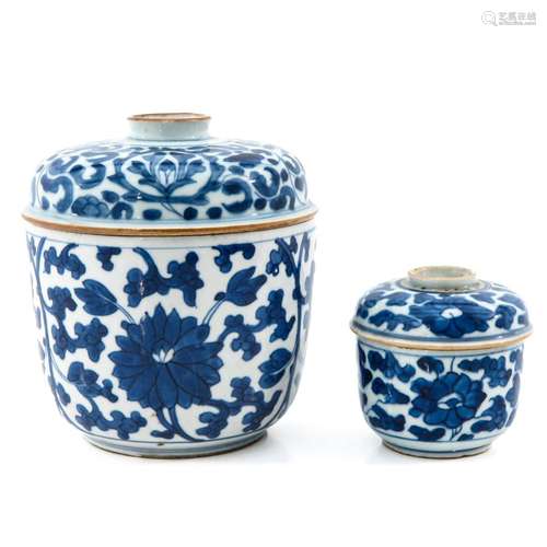 A Lot of 2 Blue and White Jars