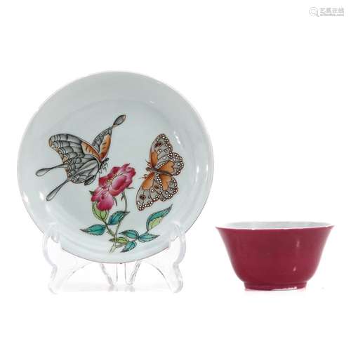 A Famille Rose Cup and Saucer