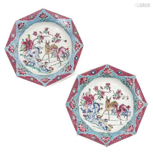 A Pair of Famille Rose Plates