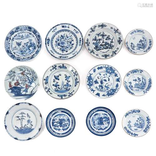 A Lot of 12 Blue and White Plates