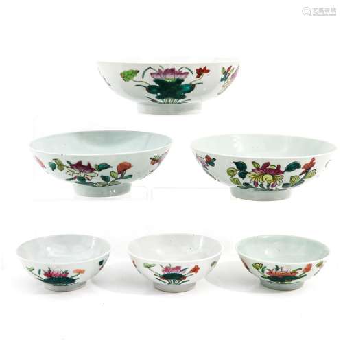 A Series of 6 Famille Rose Bowls