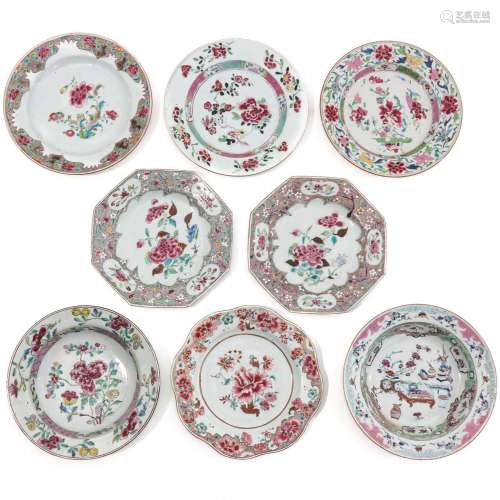 A Collection of 8 Famille Rose Plates