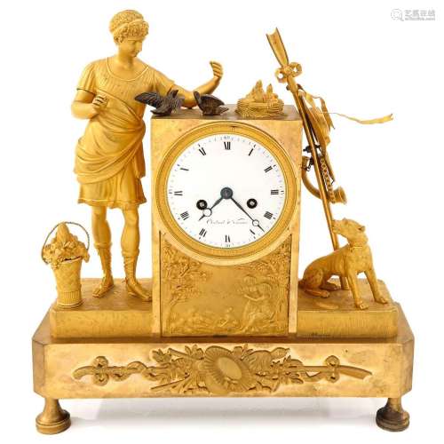 A French Empire Pendule Signed Chalval a Vannes