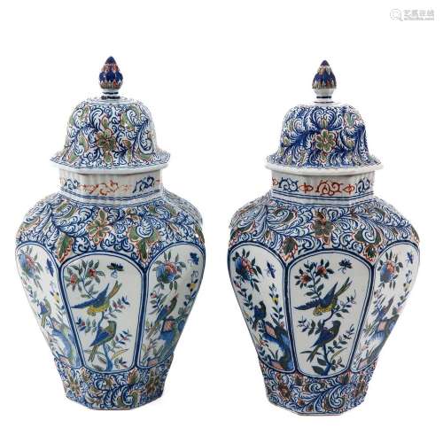 A Pair of Covered Vases