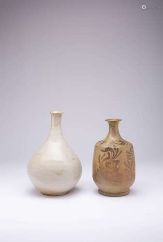 TWO KOREAN BOTTLE VASES JOSEON DYNASTY, 19TH CENTURY OR EARL...