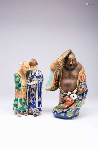 TWO JAPANESE KUTANI FIGURAL GROUPS MEIJI OR LATER, 20TH CENT...
