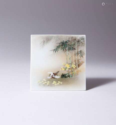 A JAPANESE SQUARE PORCELAIN PLAQUE MEIJI ERA, LATE 19TH OR E...