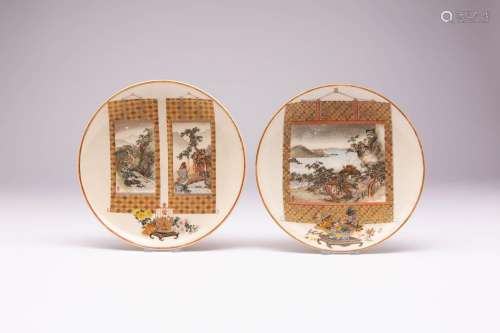 TWO JAPANESE SATSUMA DISHES BY KINKOZAN MEIJI ERA, 19TH CENT...