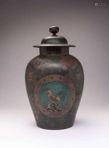 A LARGE EARLY JAPANESE CLOISONNE VASE AND COVER EDO OR MEIJI...